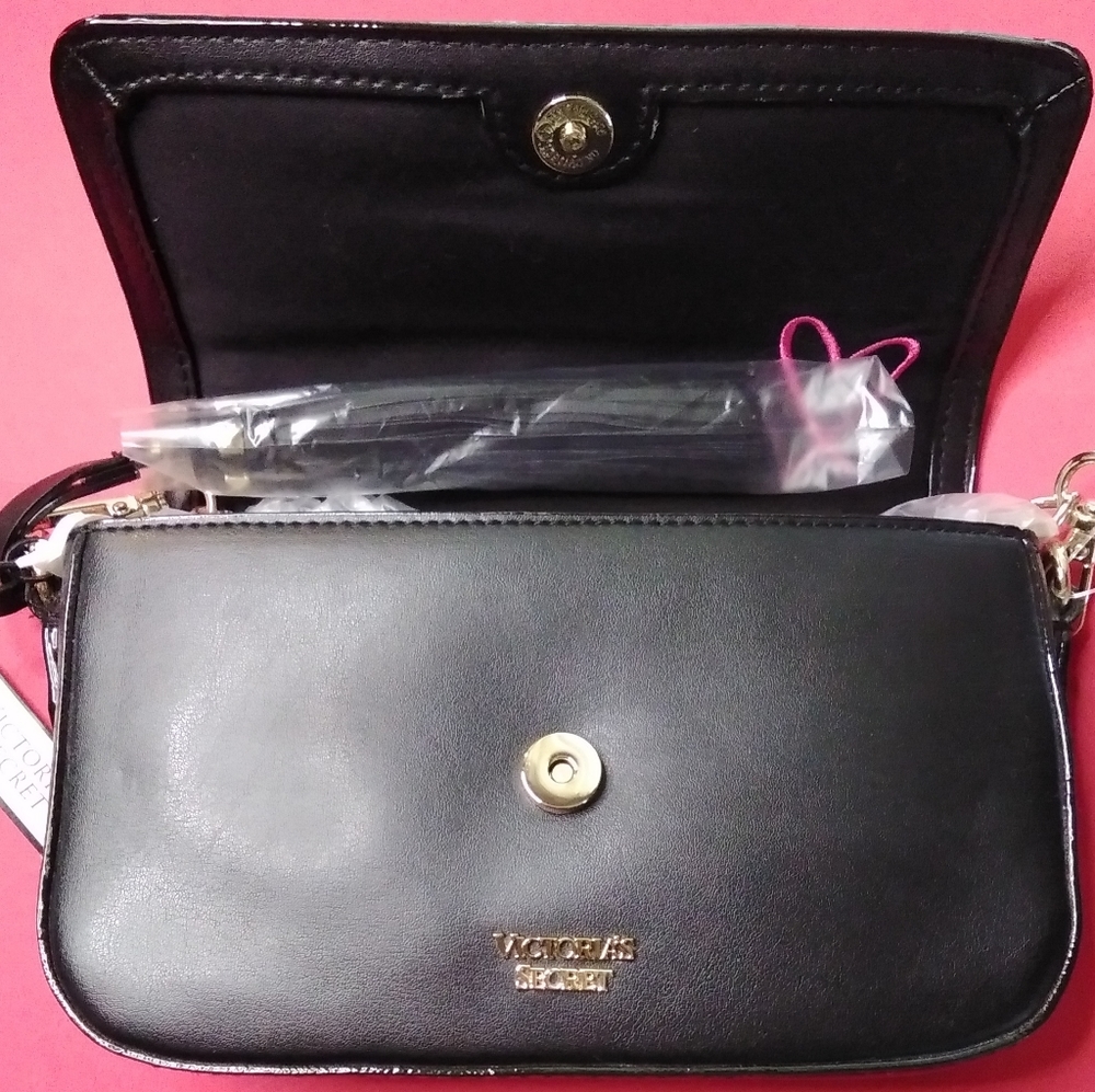 Victoria's secret Brand New!! (gold studded) Black, crossbody, or clutch. - Picture 5 of 8